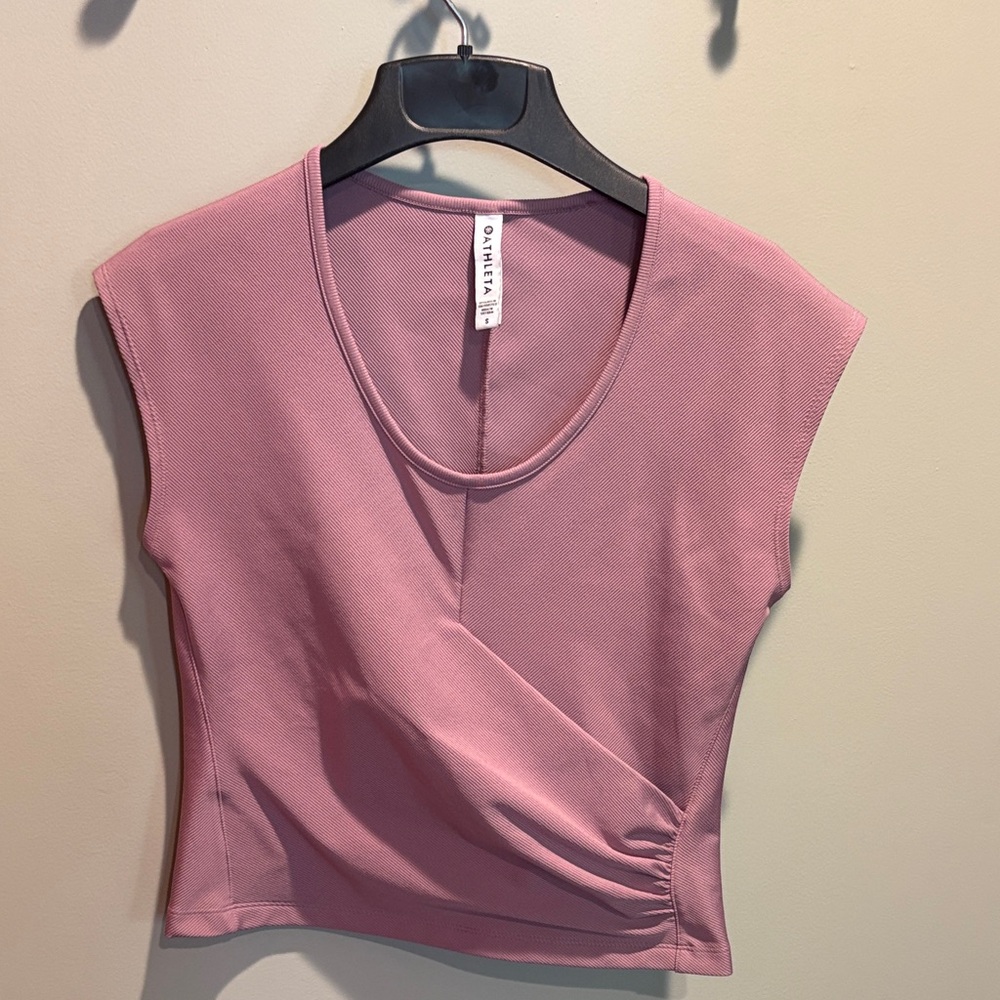 Athleta Bayview Ribbed Croped Faux Wrap Top